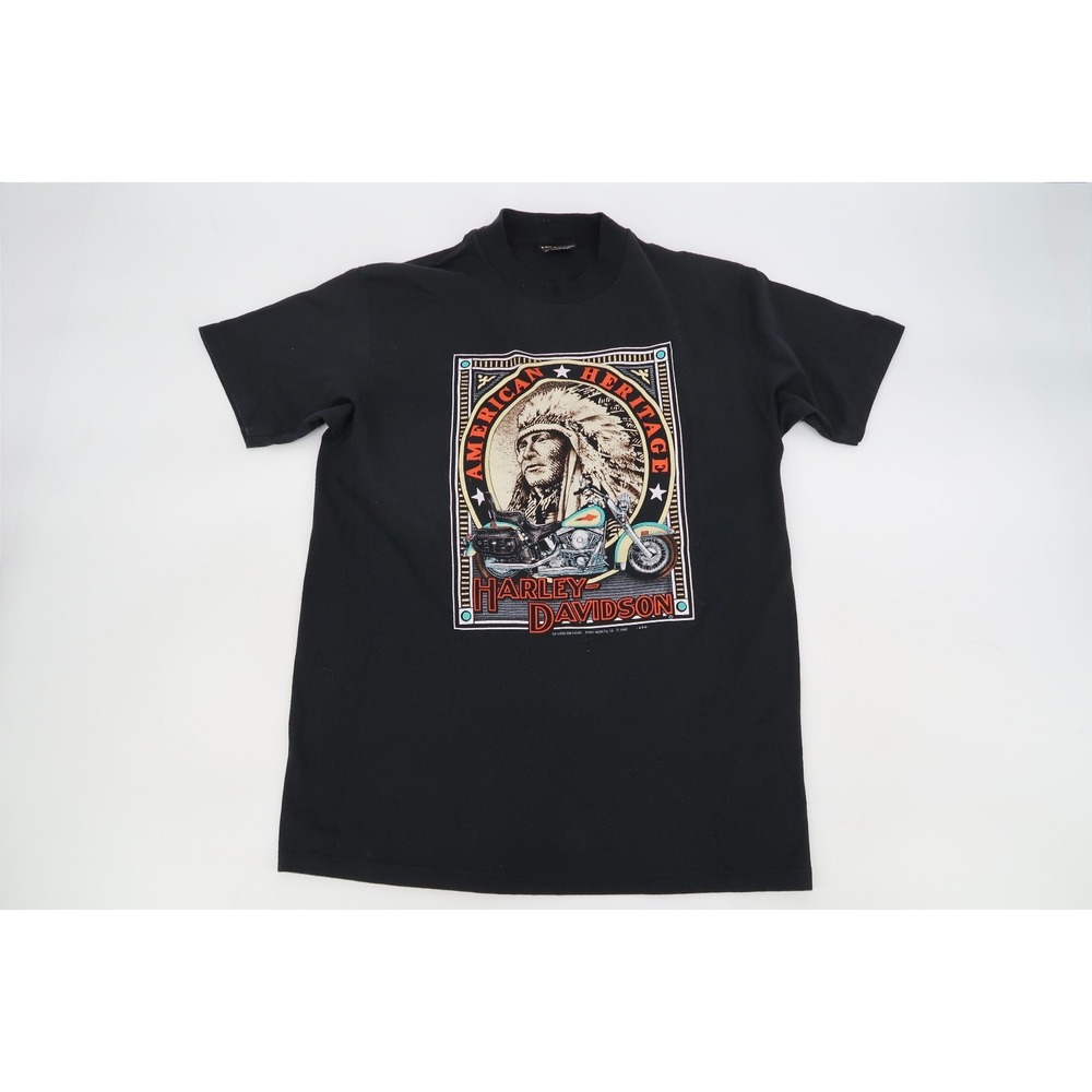 3D Emblem Vintage Harley Davidson‎ Native American Heritage T Shirt Size Large